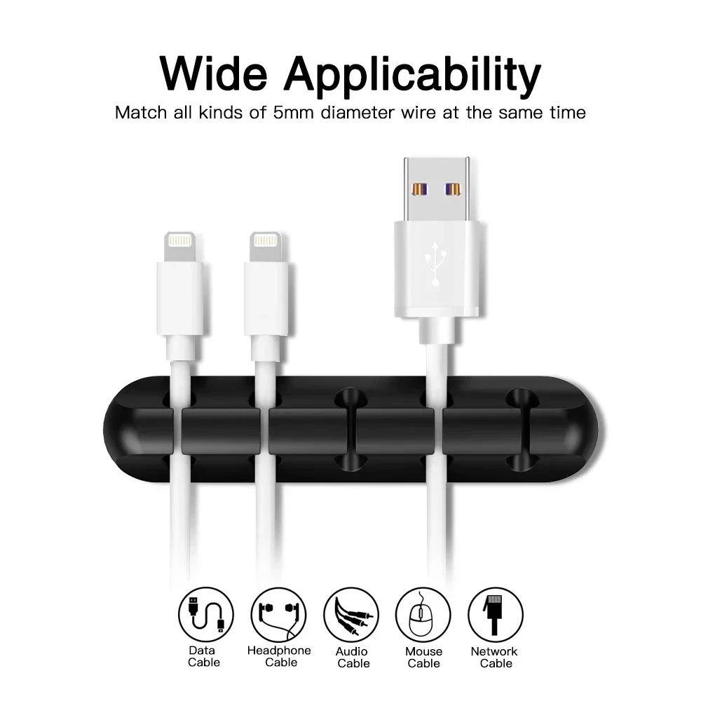 Silicone USB Cable Organizer USB Charging Cable Winder Desktop Tidy - Image 3